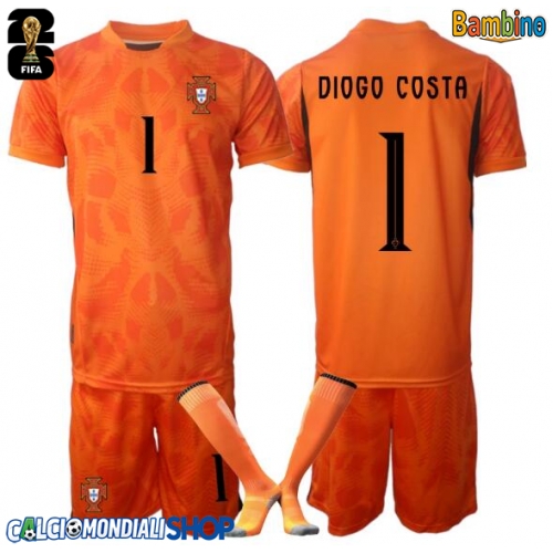 Maglie da calcio Portogallo Diogo Costa #1 Portiere Seconda Maglia Bambino Mondiali 2026  Manica Corta + Pantaloni corti)